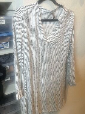 Allison Joy White and Black Striped Mini Dress